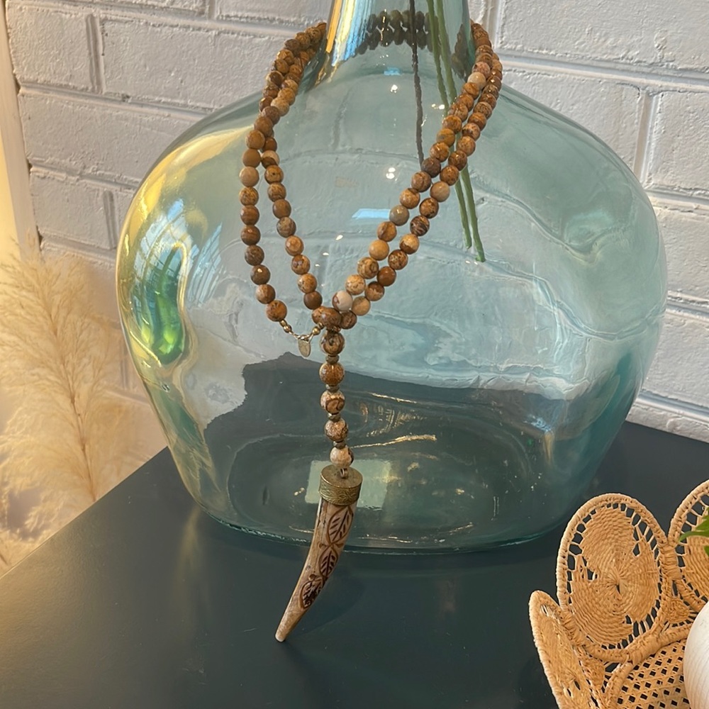 Betsy Pittard Designs Long Jasper horn necklace